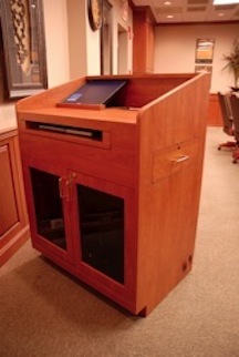 Multimedia lectern in conference room